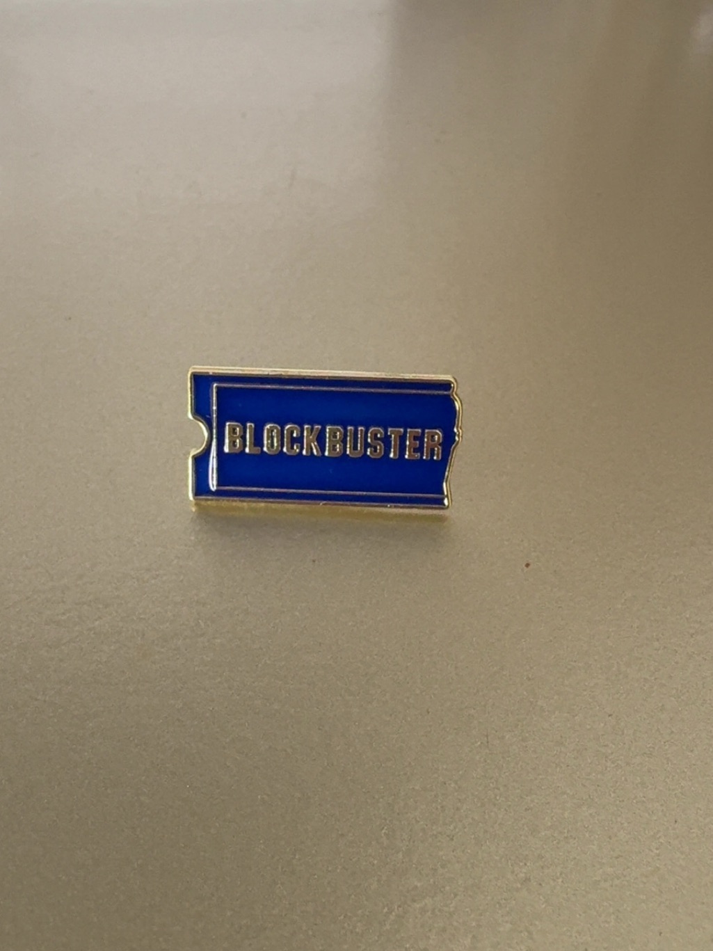Vintage Blockbuster Blue Ticket Enamel Pin